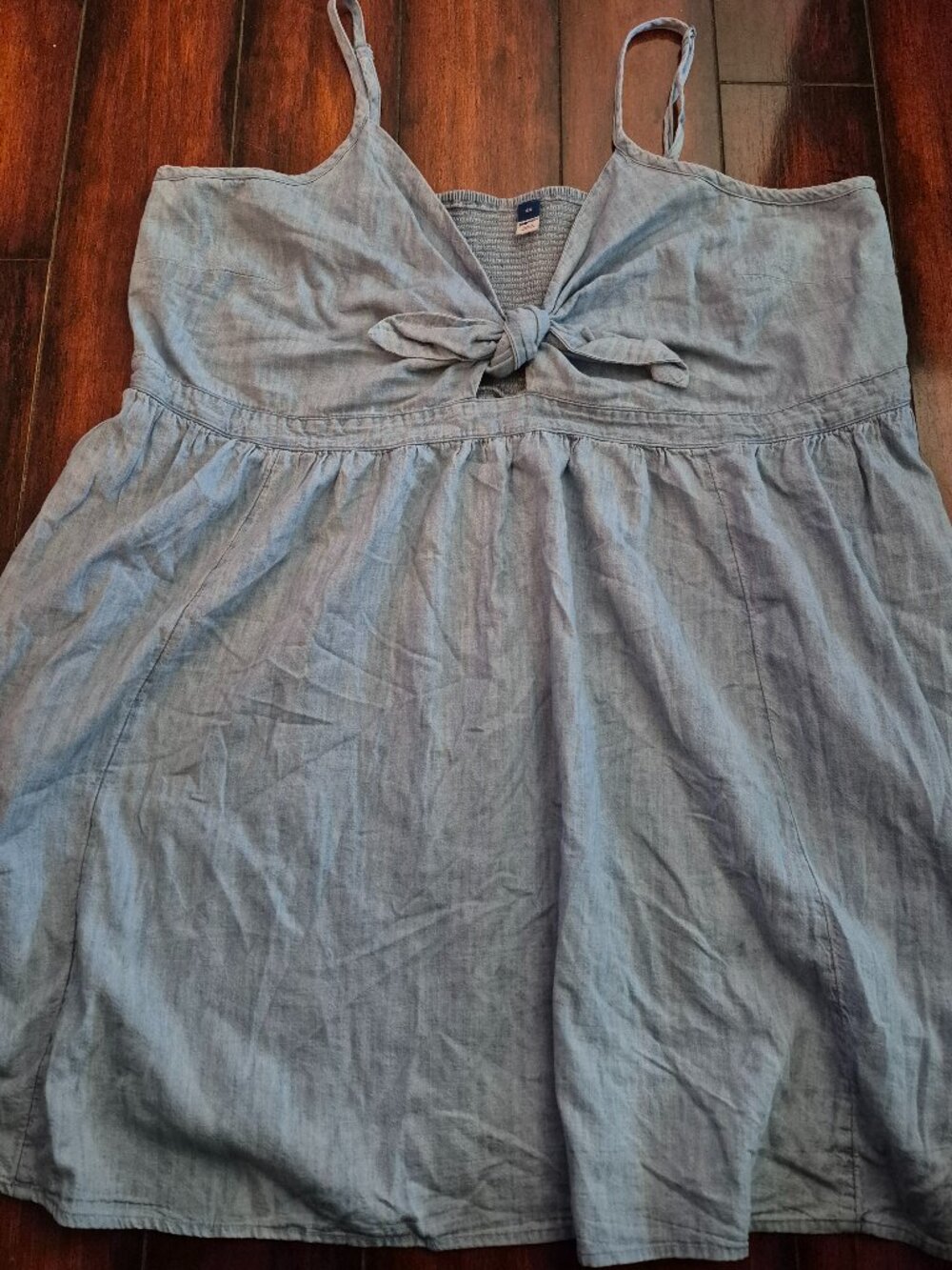 Old Navy Knotted Cutout Blue Jean Cami Mini Dress 100% Chambray Cotton Womens 4X